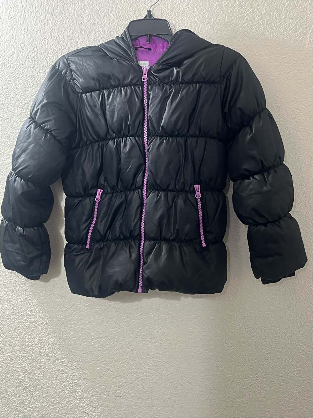 Old Navy Black Puffer Jacket with Purple Accents